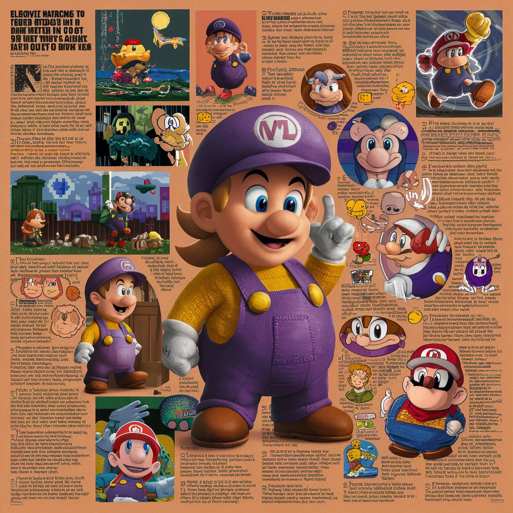 Nintendo character in purple overalls NYT