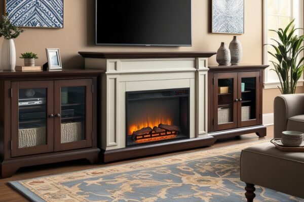 Entertainment Console with Fireplace